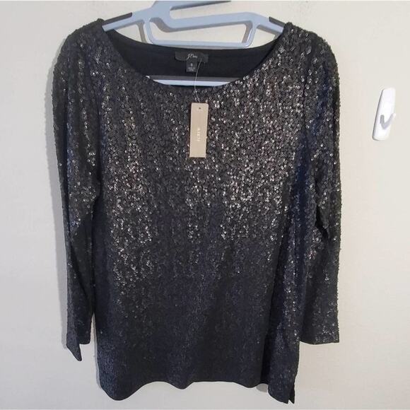 J. Crew black sequined shirt size small - Picture 2 of 8
